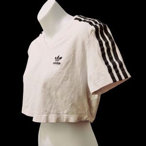 2/$20 Adidas White & Black Cropped Top Size: M